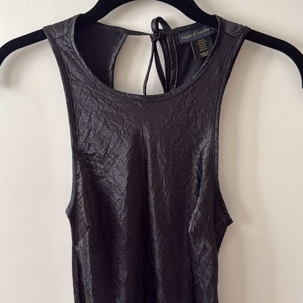 House of Harlow black satin midi dress